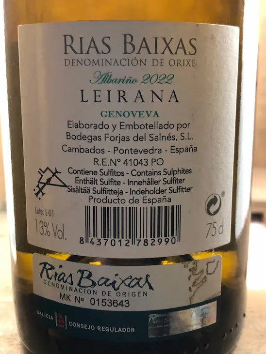 Vino albariño leirana genoveva