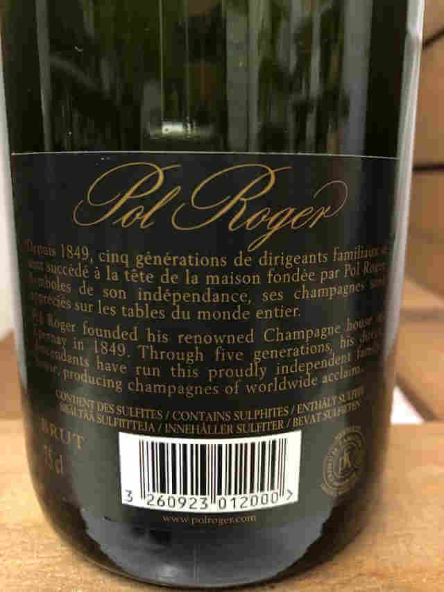 Contra de Botella de Champagne Pol Roger