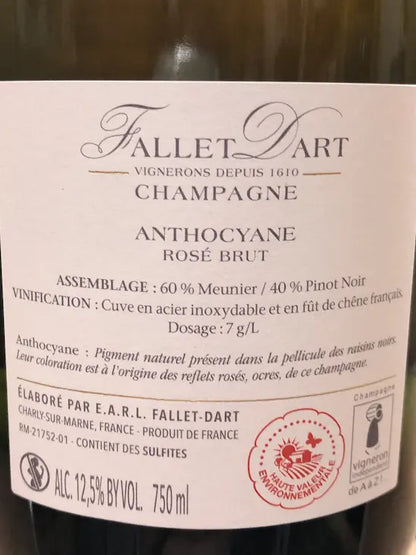 botella de champan rose fallet dart