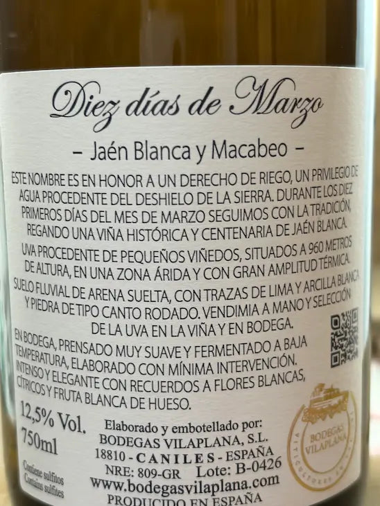 vino blanco de Granada de Bodegas vilaplana