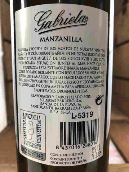 Contra de Botella de manzanilla Gabriela