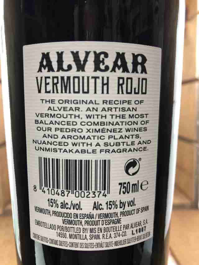 Contra de Vermut Alvear