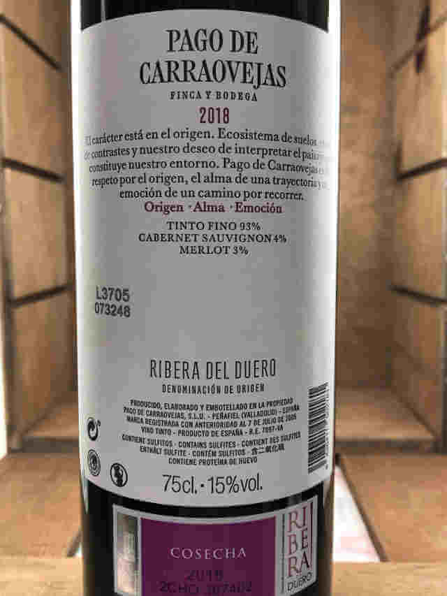 Contra de Botella de Pago de Carraovejas 