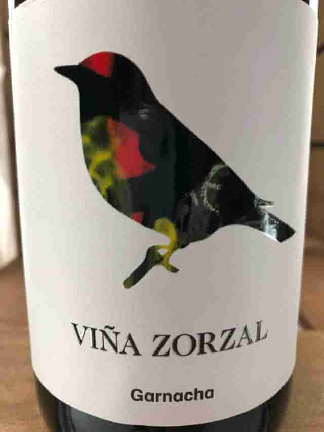 Etiqueta de Botella de vino tinto de viña Zorzal Garnacha