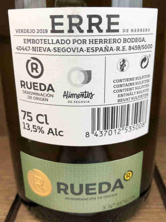 Contra de vino Erre blanco