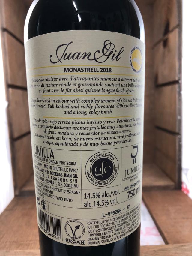 Juan gil vino roble etiqueta