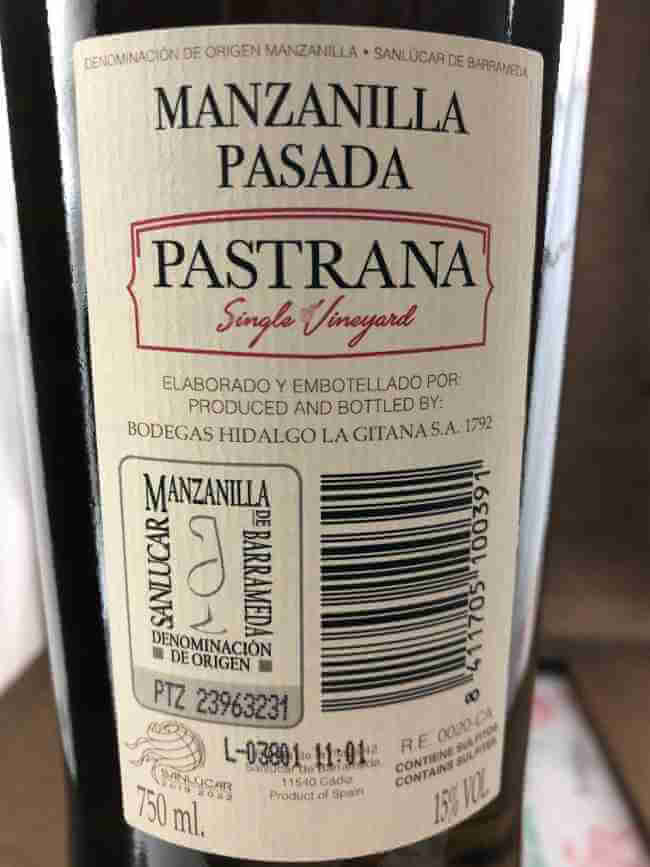 Contra Botella Manzanilla pasada Pastrana
